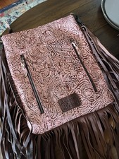 American Darling Leather Crossbody Purse with Cowhide Fringe Conceal Carry