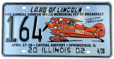 Airplane Picture License Plate Special Event 2002 Illinois Fly In Charlie Wells