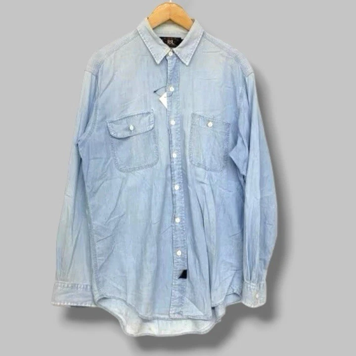トップス 00s RRL long sleeve dungaree shirt RRL Denim Solid Casual Button-Down Shirts for Men for sale | eBay