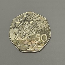 Rare 1994 D-DAY 50p coin (large size 50 pence) commemorative Normandy Landings