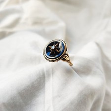 antique 925 silver vintage Victorian art deco handmade black onyx ring best gift