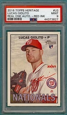 2016 Topps Heritage Lucas Giolito RC Real One Autograph Red Ink /67 #LG PSA 9!