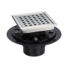 4 Inch Square Shower Floor Drain with Flange,Quadrato Pattern Grate Removable...