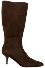 Nine West Women's Wide Calf Havier Tapered Heel Dress Boots Dark Brown