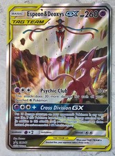 *TAGLIO QUADRATO* Espeon & Deoxys GX SM240 Carta Pokemon Promo Stella Nera