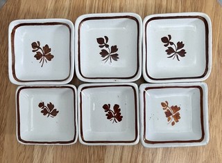 6 Antique Butter Pats Copper Luster Tea Leaf Wedgwood Meakin Mellor Taylor
