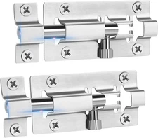 2 Pack Slide Lock, 3 Inch Barrel Bolt Latch, 3 inches, Silver - 2 