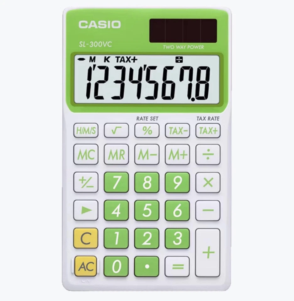 Casio SL-300VC Calculadora Solar, Portátil - Azul, Rosa, Verde - PACK DE 10 - NUEVO Foto 2 de 4