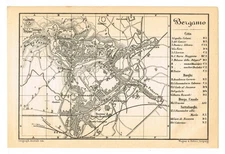 BERGAMO  1879  Original Vintage Map Northern Italy