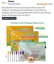 My Preschool Busy Book Learning Activities for 3 Age Children-NEW IN ORIG PKG