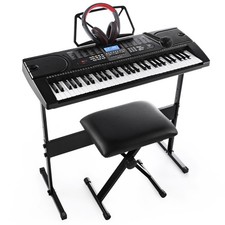 61-Key Electronic Keyboard Pack with Headphones,Microphone,Stand,Stool,and Po...