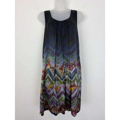 Calypso St. Barth Elina Shift Dress 100% Silk Sz S Watercolor Abstract Print