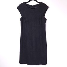 Banana Republic Womens Charcoal Grey Herringbone Wool Blend Sheath Dress Cap Slv