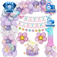 Deko 1. Geburtstag MäDchen Set Rosa Lila Ballons Schmetterling Folienballons