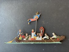 Zinnfigur Flachfigur - religiöse Flussfahrt im Boot - handbemalt beidseitig