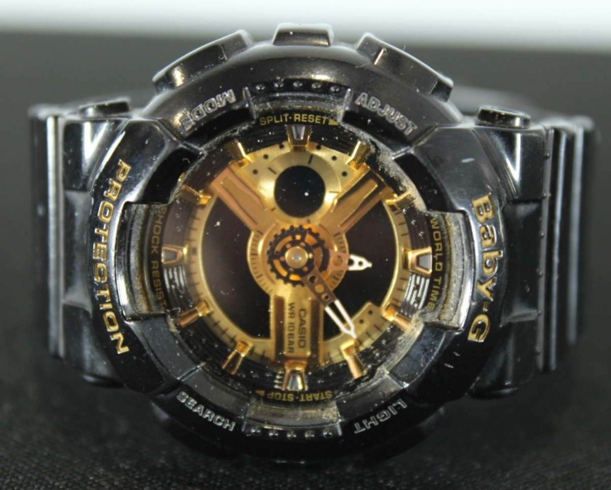 Casio BabyG BA110-1ACR Gshock Black Gold Resin Digital Analog Quartz Wrist Watch
