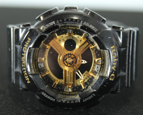 Casio BabyG BA110-1ACR Gshock Black Gold Resin Digital Analog Quartz Wrist Watch