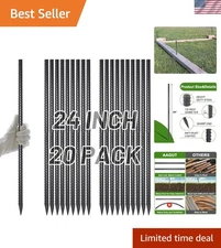 24'' Black Powder Coated Rebar Stakes - Versatile and Strong Outdoor Solutions