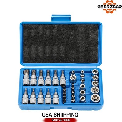 Torx Star Socket US 34x Tool Case E-torx For Trucks 3/8''MDrive 3/8'' USA 5/16''F