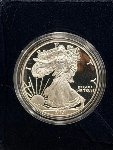 2001-W Proof American Silver Eagle $1 w/ Box No COA