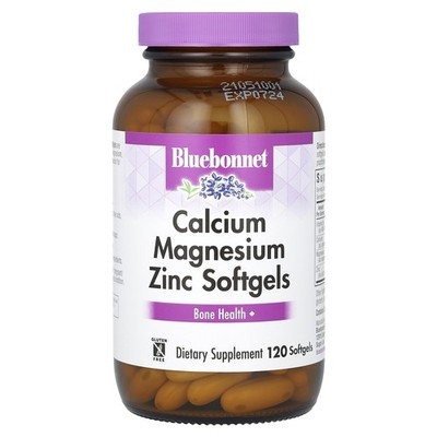 Bluebonnet Nutrition Calcium Magnesium Zinc 120 Softgels Egg-Free, Fish Free,