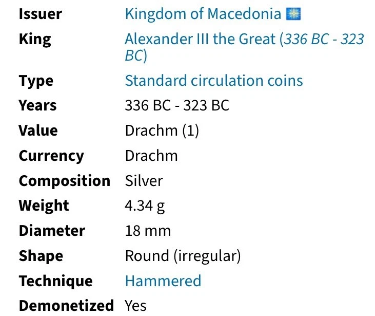 Alexander The Great 336-323 BC NGC Graded Silver Drachm Greek Kingdom of Macedon - Image 4 of 4