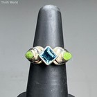 925 Sterling Silver Blue Gemstone Green Turquoise Chip Ring Size 5