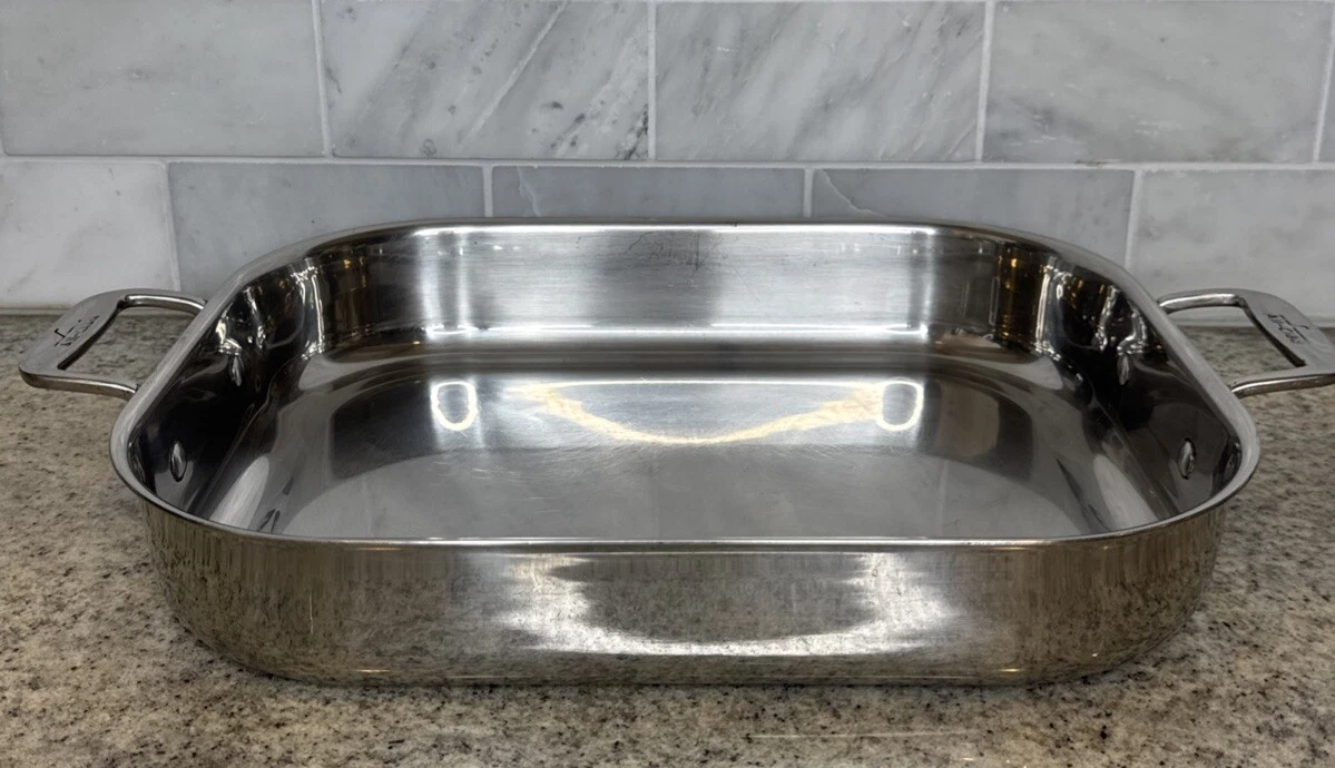 ALL-CLAD Roasting Baking Pan 14" X 11" X 2.5" Stainless Steel W/ Handles - VGUC
Opens in a new windo