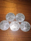 5x 2011 1 oz American Silver Eagle ASE Type 1 Coins BU (5oz .999 silver) Lot 1