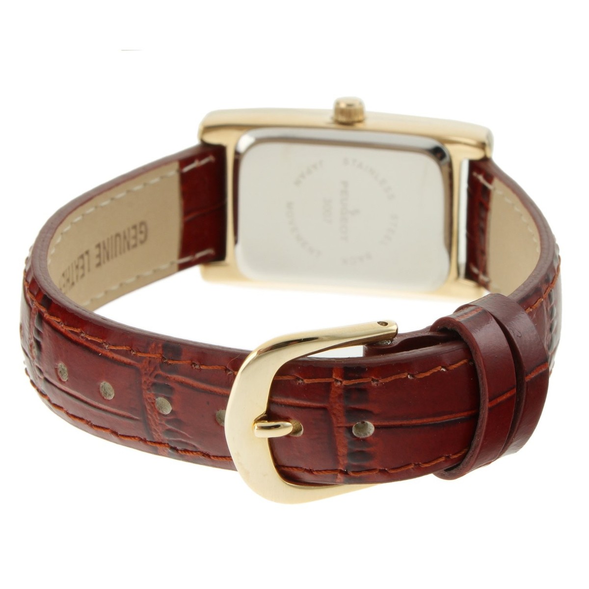 Peugeot Women's Small Dress Watch Brown Leather Strap