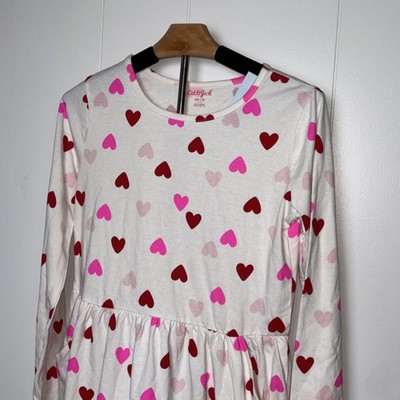 Valentine New Cat & Jack Girls Red & Pink Hearts Long Sleeved Dress Size 18