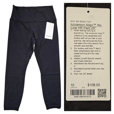 Lululemon Align No Line  High-Rise Pant 25'' Size 10 Color Black NWT $108