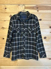 KÜHL Mountain Gear Men’s Plaid Flannel Shirt Size M Blue Black Long Sleeve