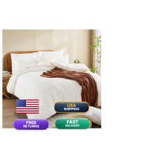 Nexhome Pro 100 Organic Cotton Duvet Cover Super King Size Linen Like Pleated
