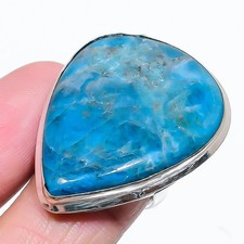 Neon Blue Apatite Gemstone Handmade 925 Sterling Silver Jewelry Ring Size 8 c281