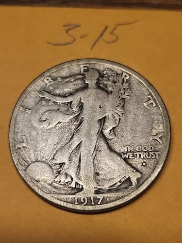 1917 D Obv Walking Liberty Half Dollar VG Lot3-15