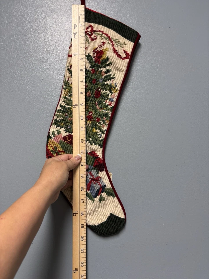 Medias victorianas vintage de lana/terciopelo Navidad punta de aguja del viejo mundo únicas Foto 4 de 4