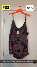 NWT Torrid Spaghetti Strap Top With Lace Size 6