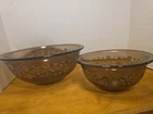 Vintage Pyrex Festive Harvest Amber Brown Glass Mixing Bowls 322 & 352 Lot Set