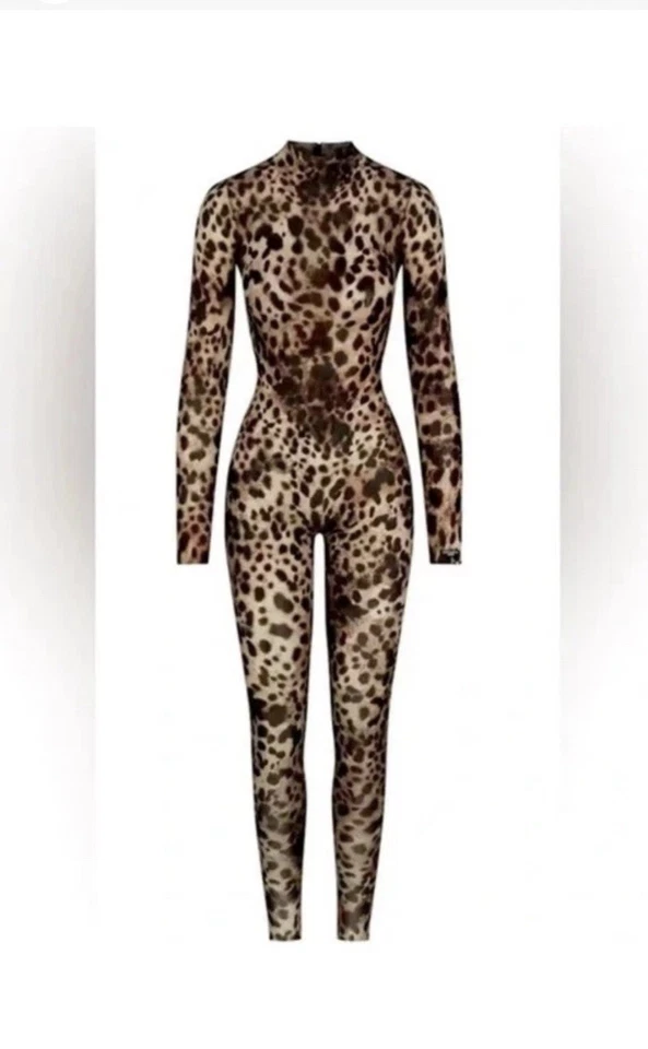 Macacão Dolce & Gabbana x Skims leitoso transparente pescoço falso leopardo RARO NOVO - Imagem 4 de 4