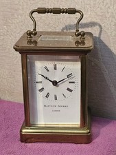 Vintage Eight Day Brass Carriage Clock by Matthew Norman - No Key - Untested