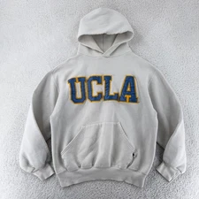 Vtg UCLA Russell Athletic Hoodie Mens BOXY Short Small Embroidered Sweatshirt