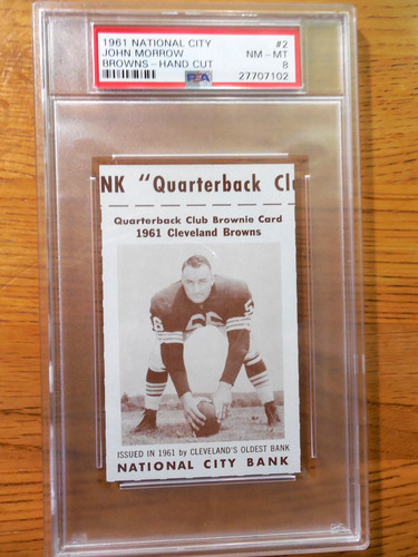 1961 National City Bank Cleveland Browns card PSA 8 John Morrow POP 1 - 1 higher