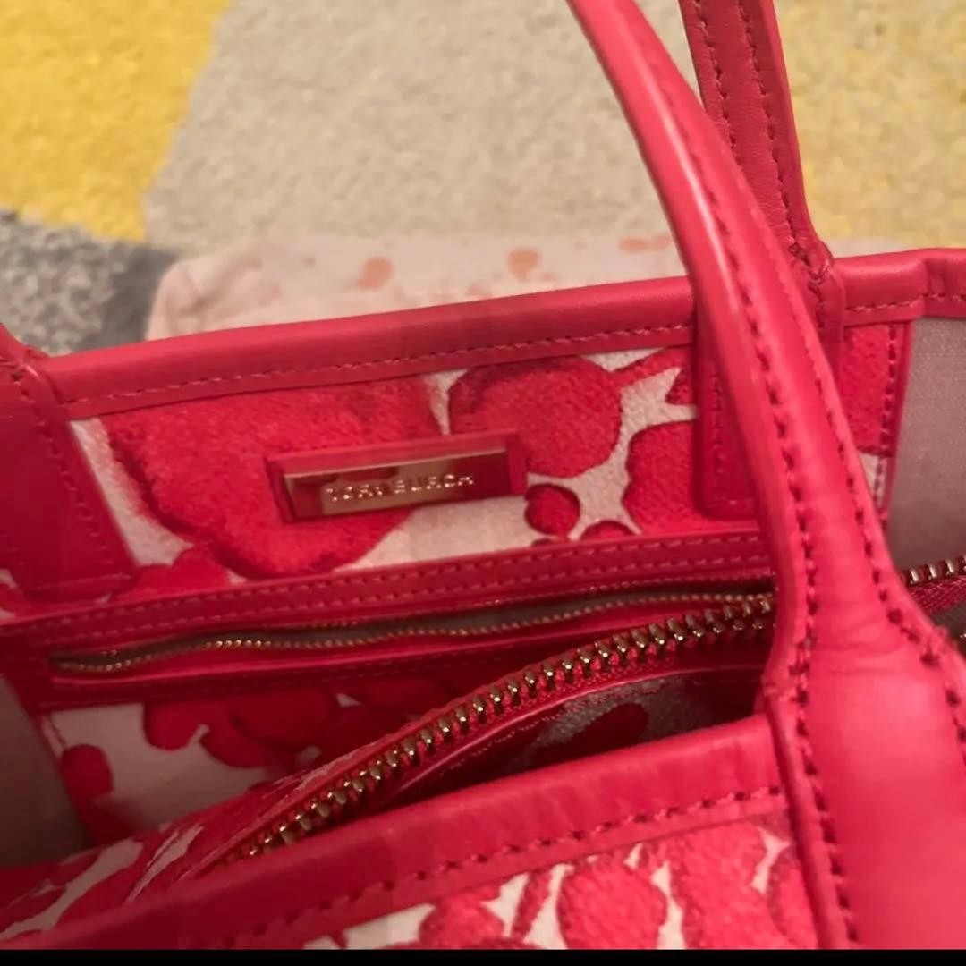 Tory Burch Mini Tote Bag Leather Suede Floral Red Women's From Japan thumbnail 20