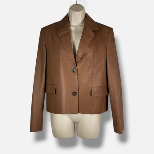 Brunello Cucinelli, Giacca tuta blazer pelle Brunello Cucinelli donna marrone vintage taglia 42