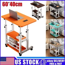 3 Tier Rolling Computer Desk Laptop Table Height Adjustable Study Table 60x40cm