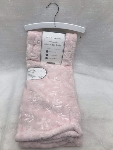 Just Imagine Girls Pink Floral Baby Blanket Security Lovey Embossed Flower NEW - Picture 3 of 10