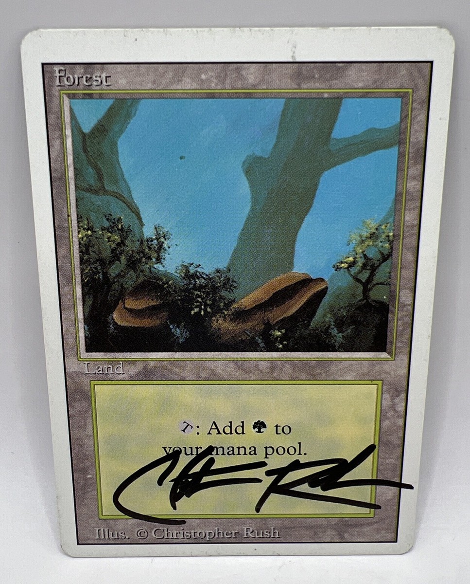 MTG - Revised - Forest - LP - signed by Christopher Rush | eBay MTG - Revised - Forest - LP - signed by Christopher Rush | eBay