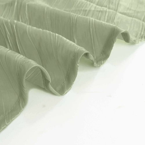 SAGE GREEN 90"x156" Accordion Crinkle TAFFETA RECTANGULAR TABLECLOTH Party - Picture 7 of 8