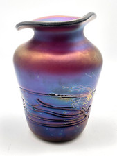 Irisierende Vase Schillernd Fadendekor Glas Design Vase Glasvase Glasdesign